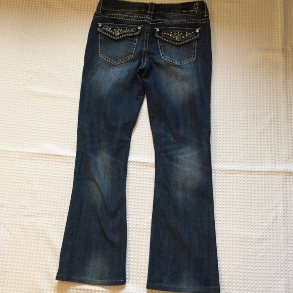 Warehouse One Premium Jeans Womens 29 Boot Cut Mid Rise Rhinestone Pocket Flaps - Picture 2 of 8